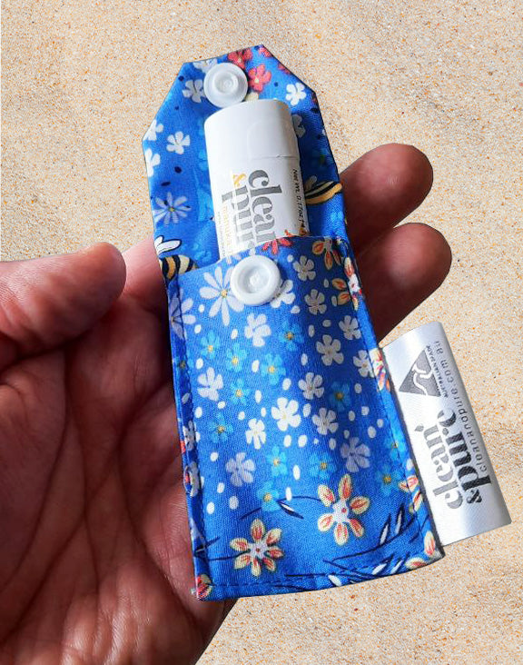 LIP BALM KEYRING POUCH - BLUE BEE