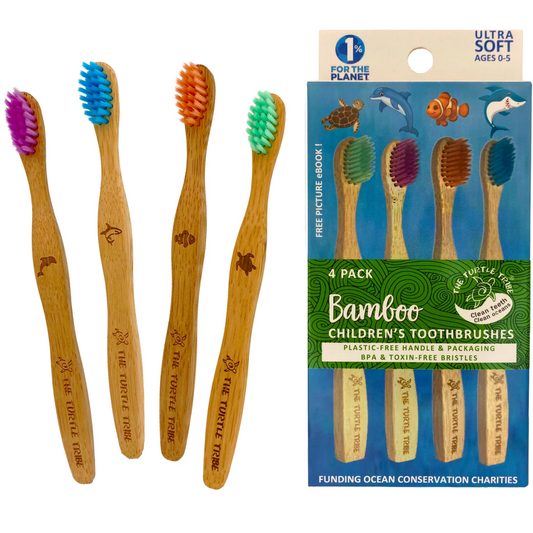 Turtle Tribe Kids Bamboo Toothbrushes 4-pack