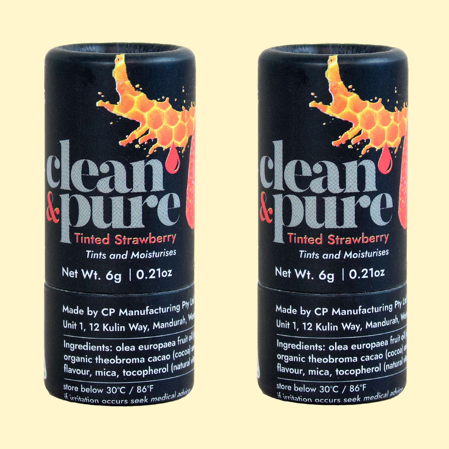 TINTED STRAWBERRY LIP BALM 2 PACK GO PLASTIC FREE